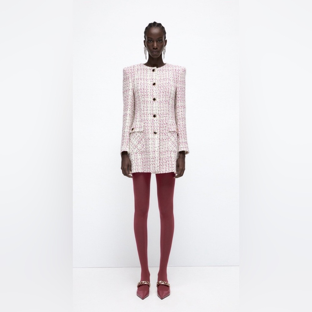 Zara Pink Tweed Blazer
